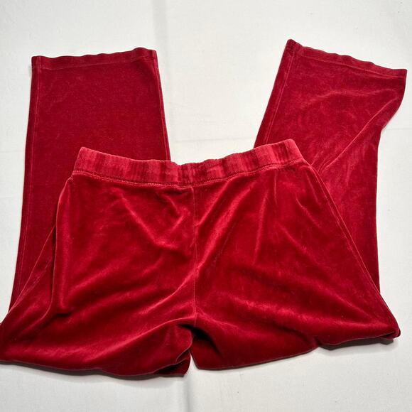 Wine Red Size Large Women’s Vintage Flared Velor Track Sweat Pants Super Cute - Picture 2 of 3